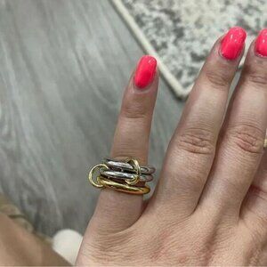 Layered trinity rings for women golg silver color contrast